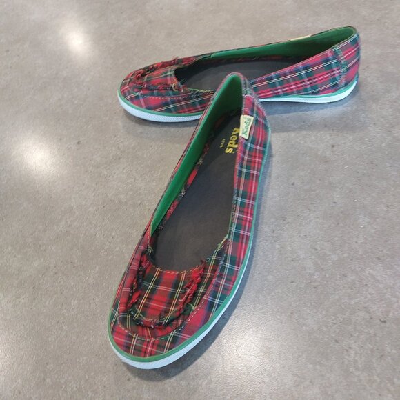 KEDS Women's Quad Red Stewart Plaid Slip On Sneakers - Red/Green/White - Size 8M - Picture 5 of 13